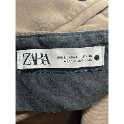 Zara Women's Gray Pleated High Rise Palazzo Wide Leg Trousers Dress Pants Sz L