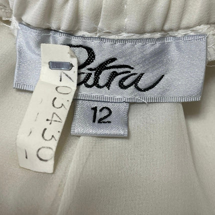 Vintage 90s Patra Women's White High Waisted Pleated A Line Midi Skirt Size 12