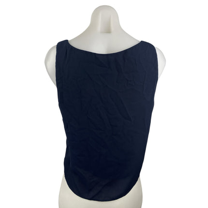 Aqua Women's Navy Blue V Neck Sleeveless Cami Basic Boxy Tank Blouse Top Size S