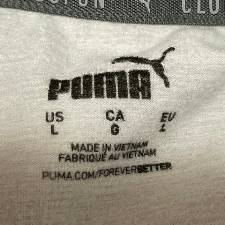 Puma Women's Gray Long Sleeve Crew Neck Boxy Cropped Sweatshirt Top Size L