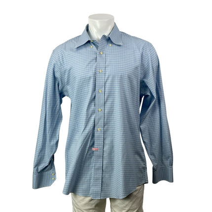 Brooks Brothers Blue White Long Sleeves Plaid Button Down Dress Shirt Top Sz 36