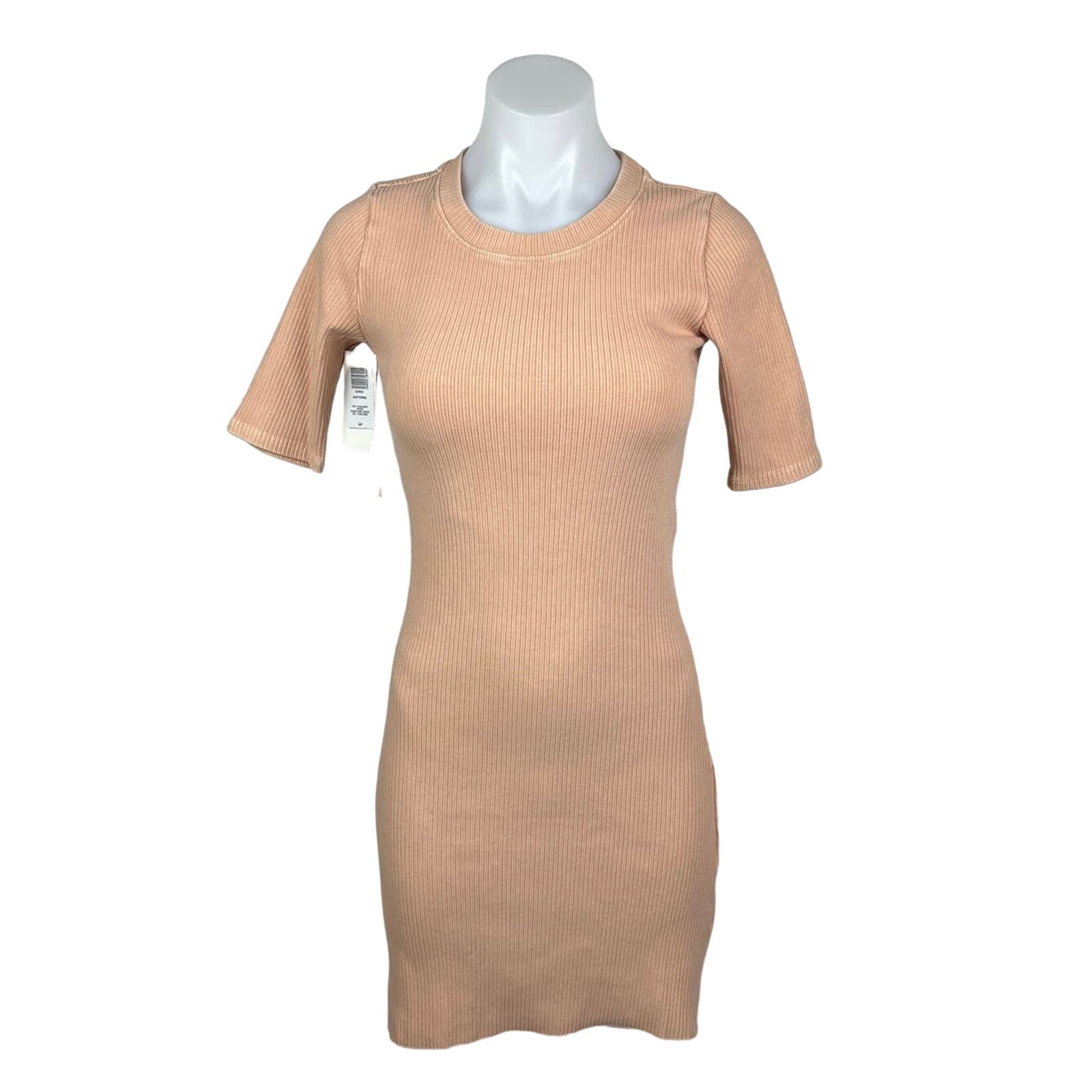 Aritzia Wilfred Free NWT Astoria Peach Orange Ribbed Round Neck Mini Dress Sz S Aritzia Wilfred Free NWT Astoria Peach Orange Ribbed Round Neck Mini Dress Sz S