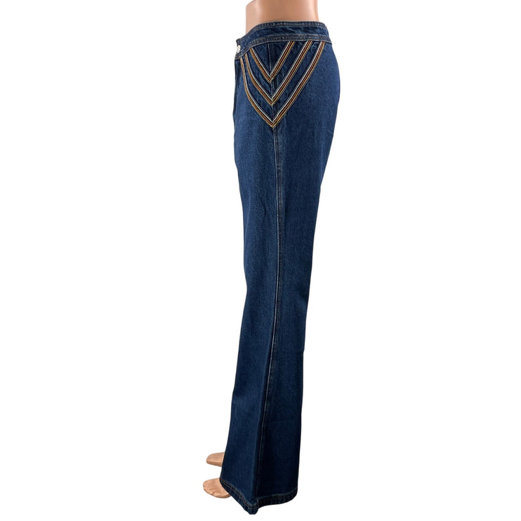 Free People We The Free Over the Rainbow Blue Bootcut Flare Denim Jeans Size 27
