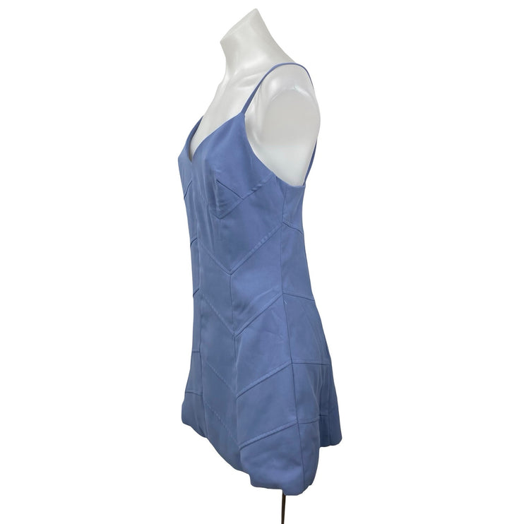 Dee Elly Women's Blue Chevron Seam Sleeveless V Neck Mini Tank A-Line Dress Sz S