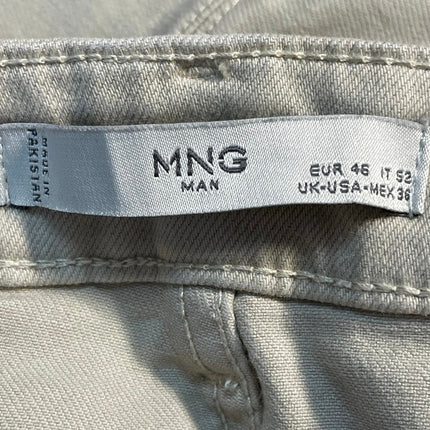 MNG Mango Men's Beige Khaki Mid Rise Casual Straight Leg Trousers Pants Size 36