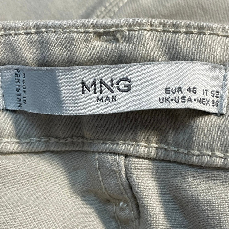 MNG Mango Men's Beige Khaki Mid Rise Casual Straight Leg Trousers Pants Size 36