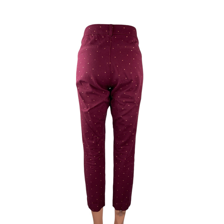 Old Navy Pixie Red Polka Dot High Rise Skinny Tapered Ankle Trousers Pants Sz 6
