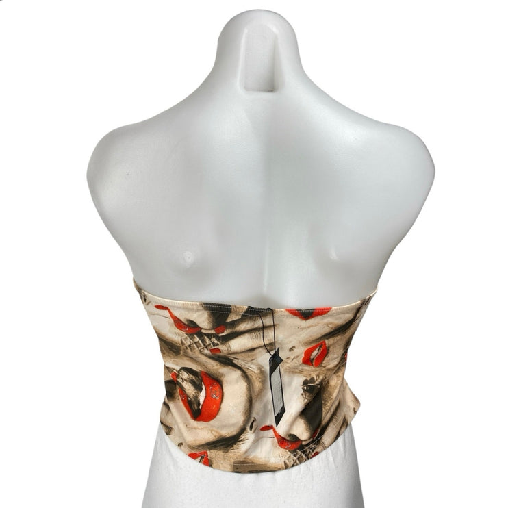 NWT PrettyLittleThing Multicolor Printed Strapless Bandeau Crop Tube Tank Top 8