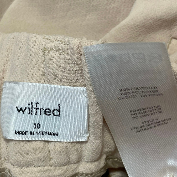 Aritzia Wilfred Womens Beige High Rise Pleated Tapered Trouser Dress Pants Sz 10