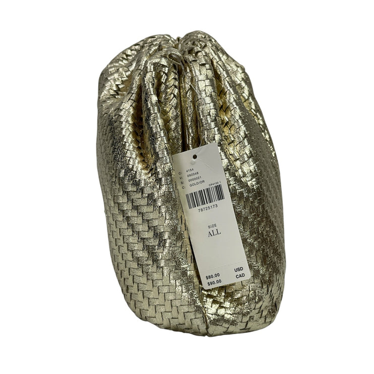 NEW Anthropologie Maeve Frankie Gold Woven Detachable Strap Mini Clutch Purse