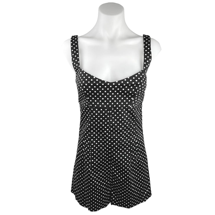 Zara Black White Polka Sleeveless Sweetheart Neck Playsuit Jumpsuit Romper Sz XS