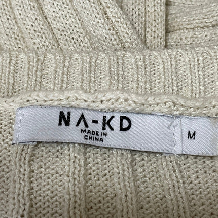 NA-KD Women's Cream Sleeveless Ribbed Knit Fitted Scoop Neck Maxi Bodycon Size M