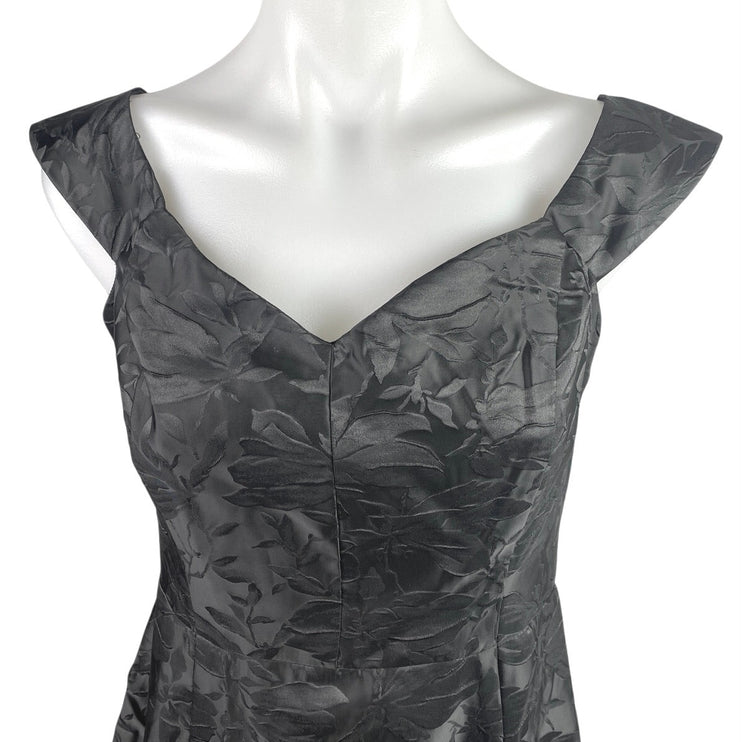 NEW Lulus You're All Heart Black Jacquard Satin Off Shoulder Mini A-Line Dress L