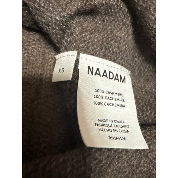 Naadam 100% Cashmere Women's Brown Knit Mock Neck Long Sleeve Sweater Top Sz XS