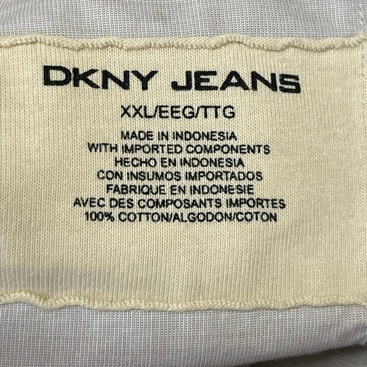 DKNY Jeans Men's Gray Long Sleeve Graphic Cotton Button Down Shirt Top Size XXL