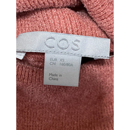 COS Women’s Pink Brown Fleece Turtleneck Short Sleeve Pullover Sweater Top Sz XS