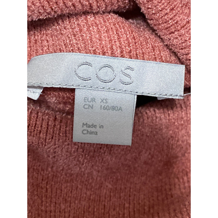 COS Women’s Pink Brown Fleece Turtleneck Short Sleeve Pullover Sweater Top Sz XS