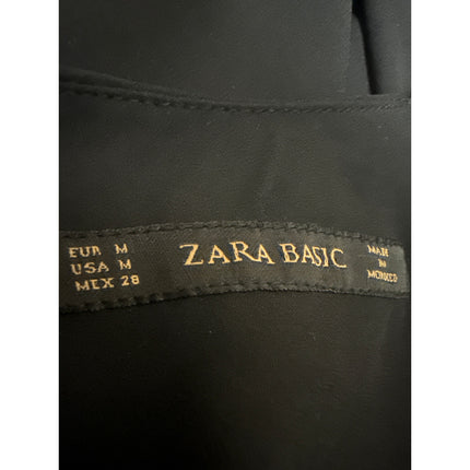 Zara Women's Black Layered Chiffon Scoop Neck Long Sleeve Blouse Top Size M