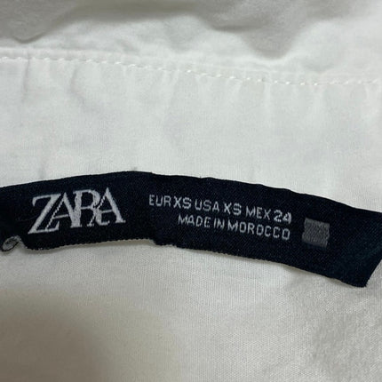 Zara Women's White Cotton Long Sleeve Pocket Collar Button Down Shirt Top Sz XS