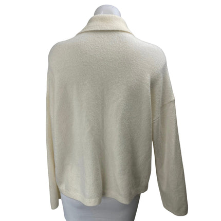 Abercrombie & Fitch White Button Down Long Sleeve Knit Collar Cardigan Sweater M