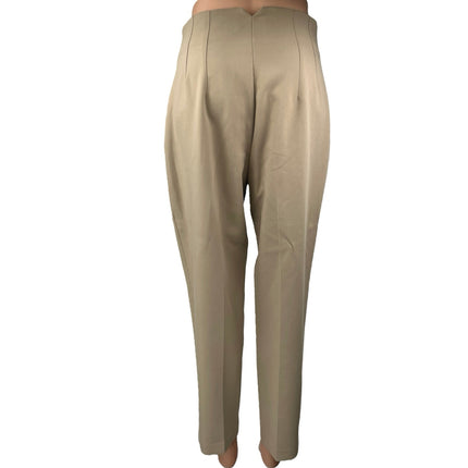 Zara Women's Beige Tan High Waisted Pleated Straight Trouser Dress Pants Size M