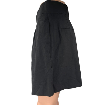 Zara Women's Black Linen High Waisted Pleated A Line Mini Casual Shorts Size M