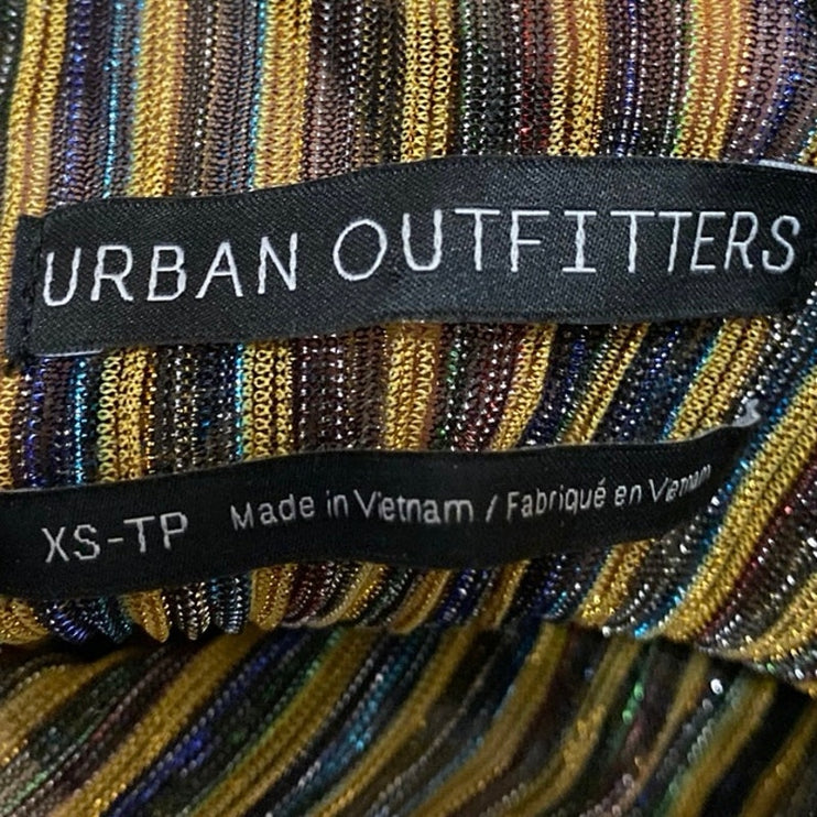 Urban Outfitters Multicolor Striped Metallic Long Sleeve Mock Neck Blouse Top XS