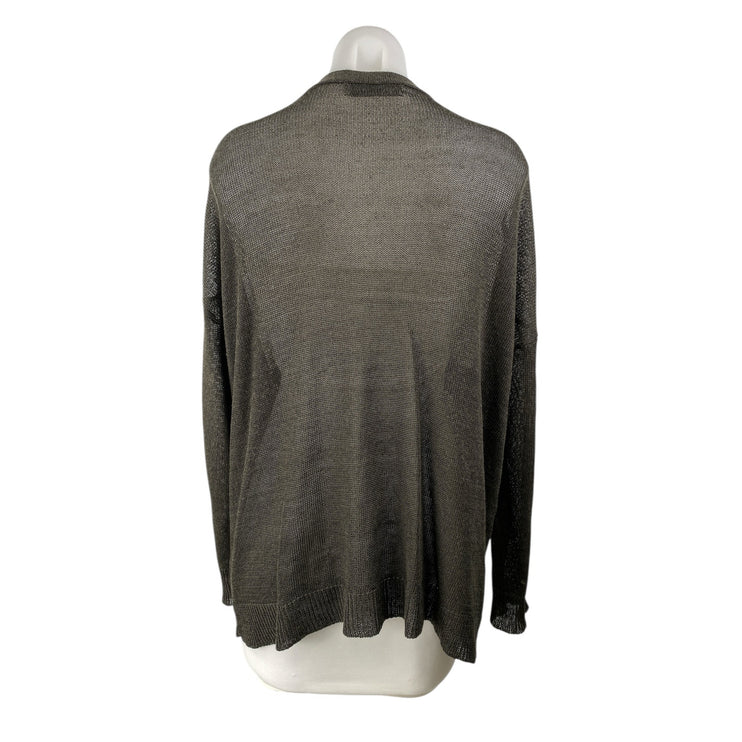 Zara Women's Gray Long Sleeve V Neck Knit Button Down Cardigan Sweater Top Sz S