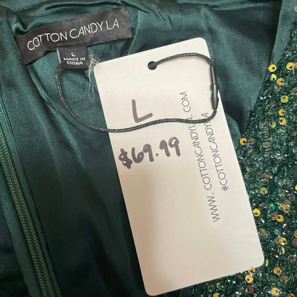 NEW Cotton Candy LA Green Sequin Sleeveless Square Cami Mini Bodycon Dress L