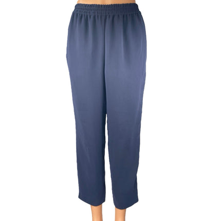 J.Crew Women's Blue White Straight Tapered Leg High Rise Trousers Track Pants 4