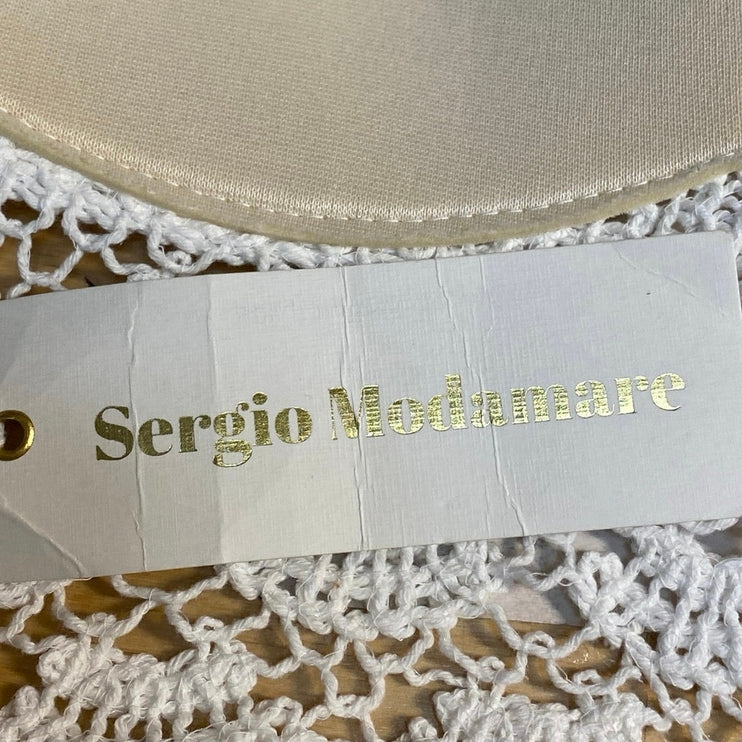 NEW Sergio Modamare White Crochet Knit Halter Tie Open Back Boho Crop Top Size S