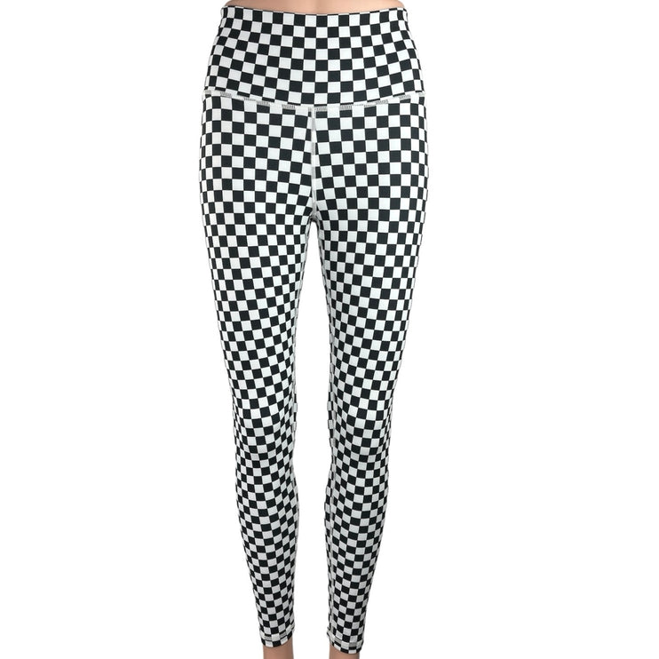 Terez New York Women Black/White Check Pattern High Rise Yoga Fitness Leggings S