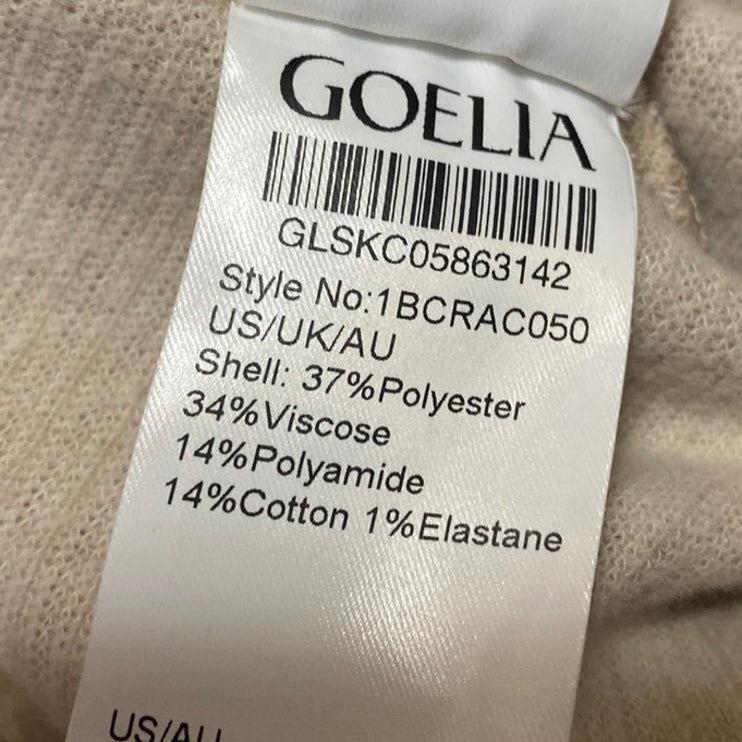 Goelia Brown Tan Rib Knit Asymmetric Hem Long Sleeve Pullover Sweater Top Size S