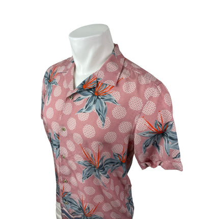 Ted Baker Men's Red Floral Polka Dots Short Sleeve Button Down Shirt Top Size M