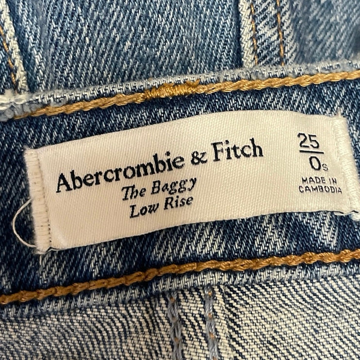 Abercrombie & Fitch The Baggy Low Rise Women's White Wide Leg Denim Jean Size 0