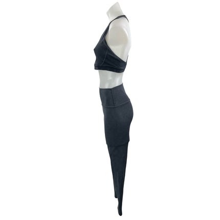 SOUL Cycle Gray Athletic Sports Bra & High Waist Legging Pants Activewear Set S