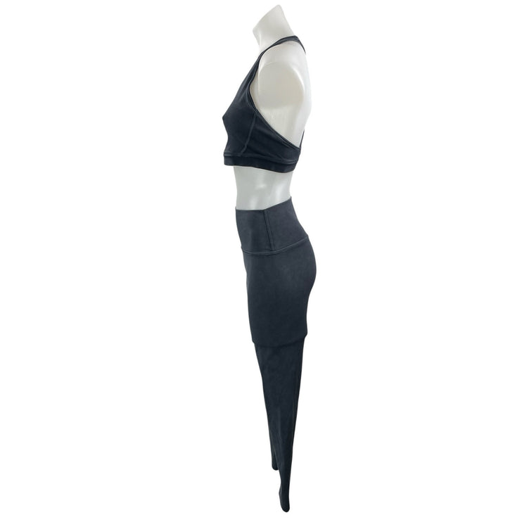 SOUL Cycle Gray Athletic Sports Bra & High Waist Legging Pants Activewear Set S