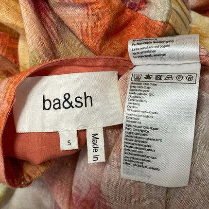 ba&sh Axana Women's Multicolored Short Sleeves Abstract Tiered Maxi Dress Sz S
