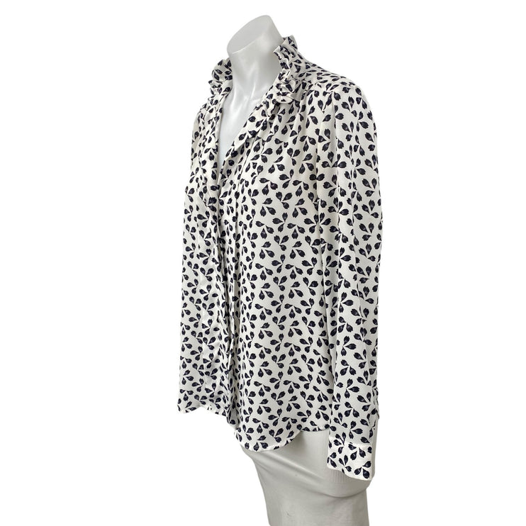 Ann Taylor Women's Floral Collared Long Sleeve Button Down Shirt Blouse Top Sz S