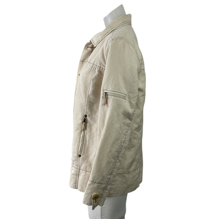 Sundance Womens Cream Beige Linen Blend Zip Up Button Utility Coat Jacket Size M