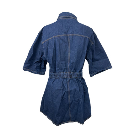 NEW Billy J Raz Blue Denim Collared Short Sleeve Button Down Mini Shirt Dress 14