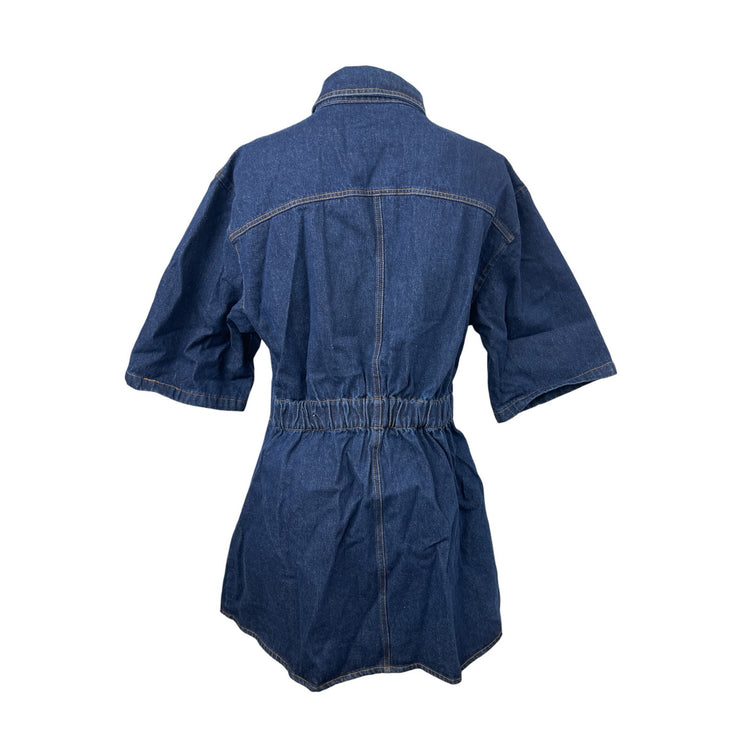 NEW Billy J Raz Blue Denim Collared Short Sleeve Button Down Mini Shirt Dress 14