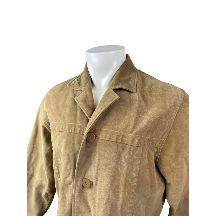 M. Julian Wilsons Men's Tan Khaki 100% Leather Long Sleeve Button Up Jacket S