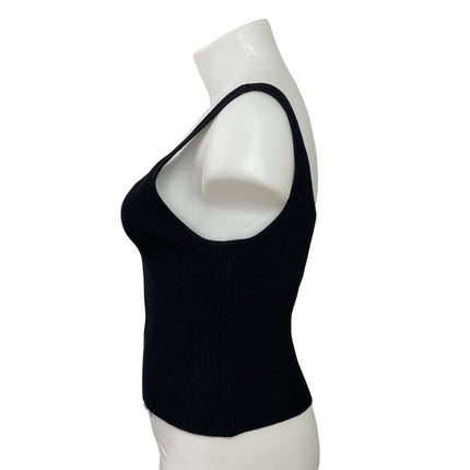 Aritzia Babaton Womens Black Sleeveless Sculpt Knit Square Neck Crop Tank Top XL