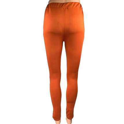 Rehab Orange Studded Fishnet Jeweled Skinny Mid Rise Trousers Leggings Pants L