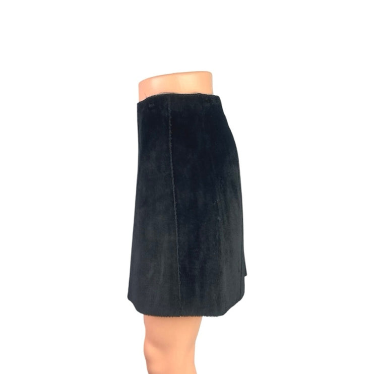 NEW Zara Women's Black Suede Faux Leather High Waist A Line Mini Skirt Size S
