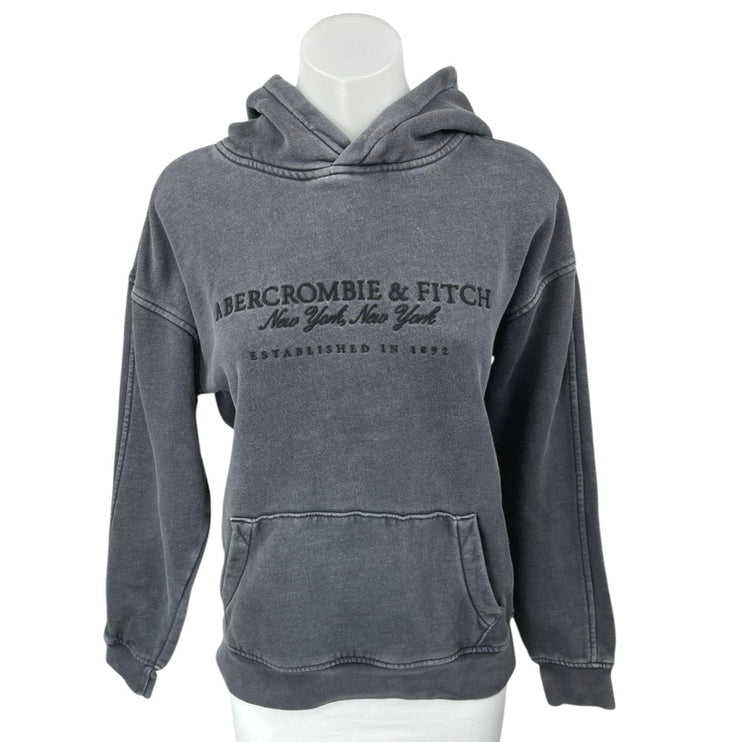 Abercrombie & Fitch Black Fleece Embroidered Logo Hooded Hoodie Sweatshirt Top S