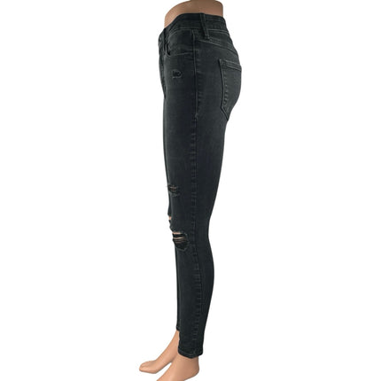 Old Navy Rockstar Black Super Skinny High Rise Distressed Denim Jeans Pants Sz 4