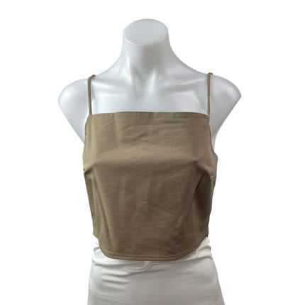 & Other Stories Women's Olive Green Sleeveless Square Neck Cami Tank Crop Top 8