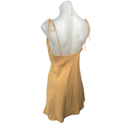 Abercrombie & Fitch Yellow Silk Satin Sleeveless Cowl Neck Slip Mini Dress Sz S